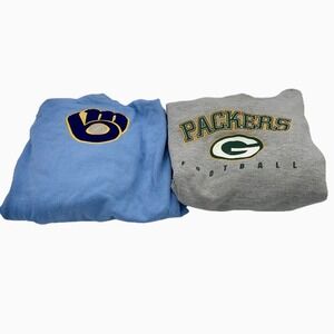 Milwaukee Brewers & Green Bay Packers Hoodies LOT OF 2 Youth Boys Sz M/ L